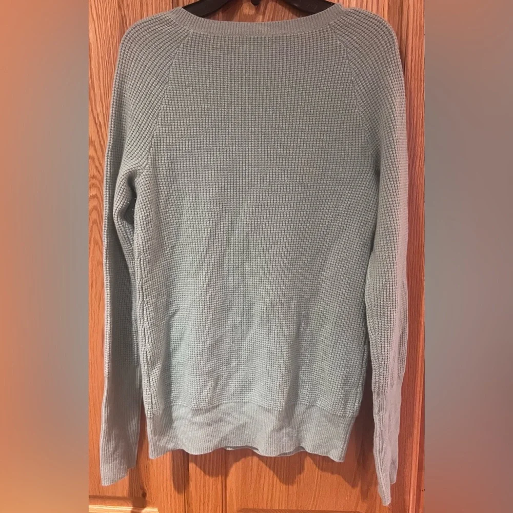 J. Crew Cashmere Crewneck Pullover Zipper Details Fitted Green Sweater Size XS‎